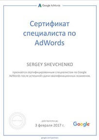 Сертификат Шевченко Сергей